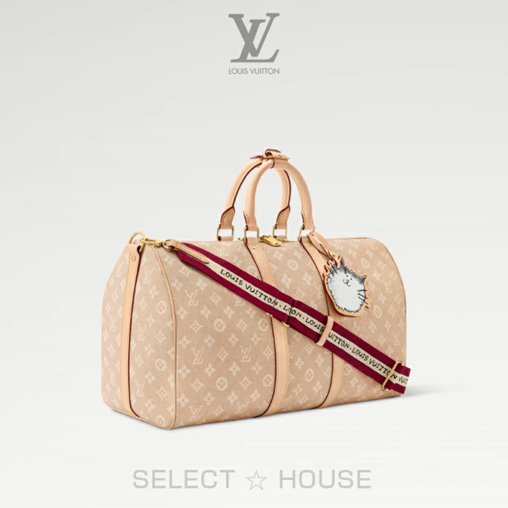 Louis Vuitton Keepall Bandouliere Travel Bag Leather White Tan - Picture 2 of 4
